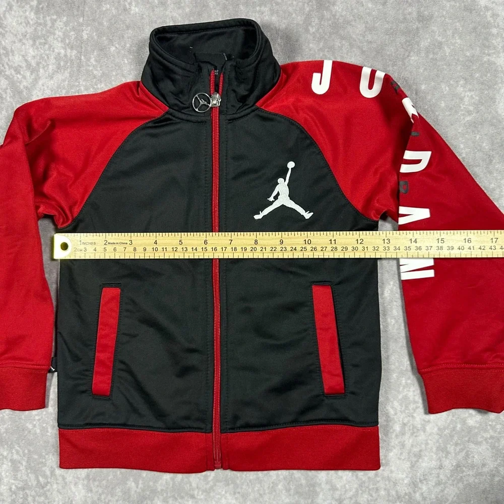 Jordan Boys Track Jacket Red Black Jumpman Full Zip Size 4 XS Retro Kids Sports